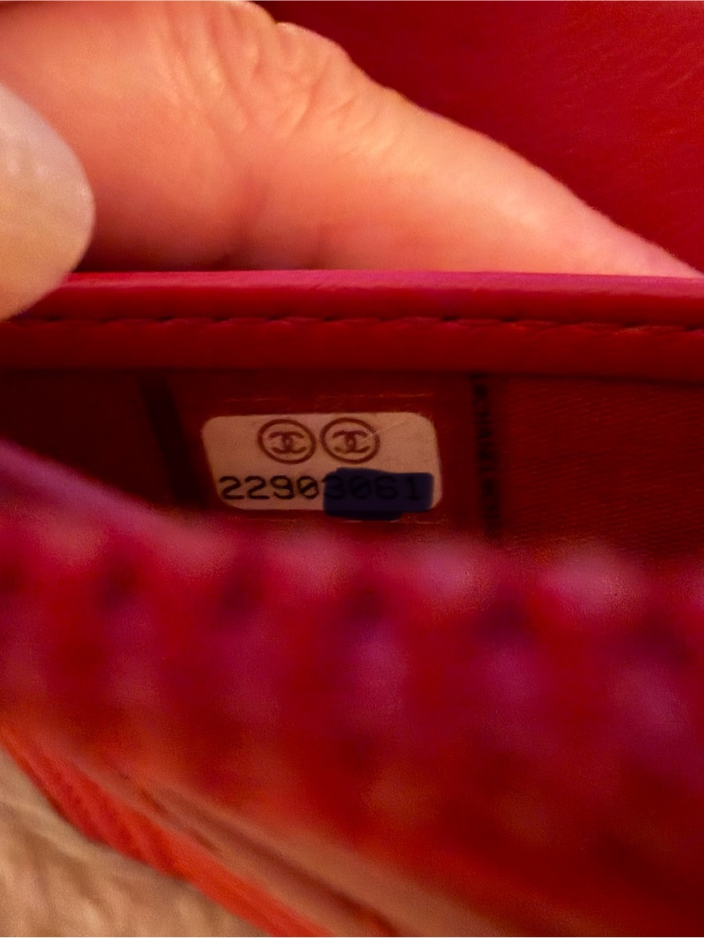 CHANEL Red Chevron Quilted Zip Wallet with Gold Logo COA - Picture 11 of 14